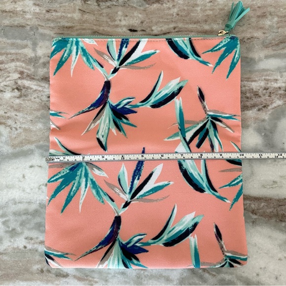 Tropical Print Clutch with Vegan Leather Mint Accents - Beach Vacation Bag - Picture 5 of 16
